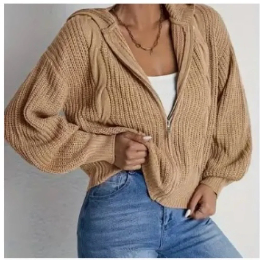 Cozy Tan Cable Knit Sweater - Picture 1 of 6